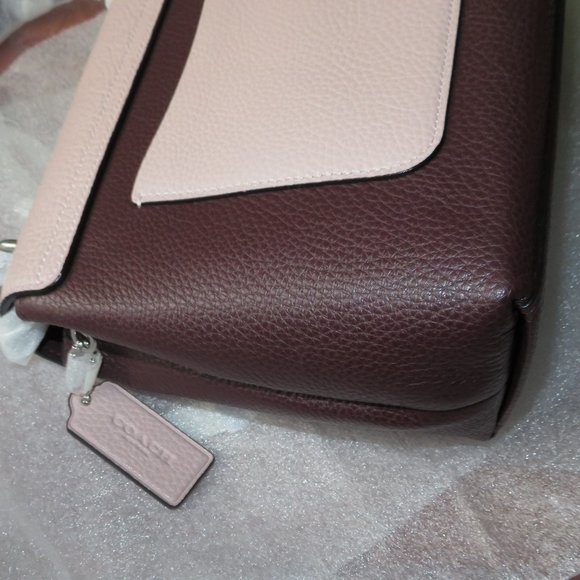 COACH Tammie Shoulder Bag In Colorblock Burgundy Pink Silver Hardware - Picture 11 of 15